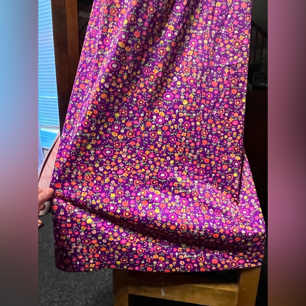 Vtg 70s Disco Hippie Maxi Dress Halter Low back Pink floral psychedelic - Picture 8 of 10